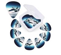 Aircraft Fighter Jets - Púas de guitarra de celuloide de diferentes grosores, paquete de 12 púas de guitarra de celuloide de diferentes grosores con caja de almacenamiento para púas de guitarra