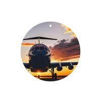 Aircraft Plane At Sunset - Juego de ambientador colgante, tarjetas redondas de fragancia de lavanda para interiores de automóviles, paquete de 10/24 tarjetas