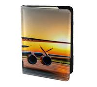 Aircraft Plane At Sunset Print 5.5 pulgadas, pasaporte documento, funda elegante para hombre y mujer para viajeros, Negro, Una talla