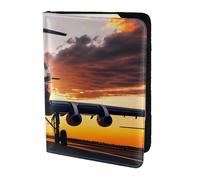 Aircraft Plane At Sunset - Soporte para pasaporte, artículos esenciales de viaje, cartera antirrobo para tarjetas y pasaportes, tamaño para adaptarse a todos los pasaportes estándar