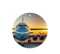 Aircraft Plane At Sunsets - Juego de ambientador colgante, tarjetas redondas de fragancia de lavanda para interiores de automóviles, paquete de 10/24 tarjetas
