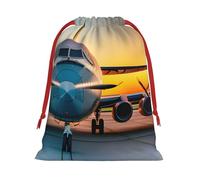 Aircraft Plane At Sunsets Print - Bolsas de regalo de varios tamaños, bolsas de regalo con cordón para mujeres, Navidad, cumpleaños, reutilizables