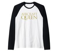 Aircraft Queen Military Air Force Jet Plane Pilot Wife Camiseta Manga Raglan