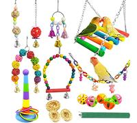 Aircris Allazone 17 Juguetes para pájaros, Juguetes de mascar para pájaros, Juguete para Colgar para Loro, Juguete de Entrenamiento de pájaro para Loro, calopsita, conuras, Independientes, pinzones