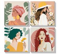 AIRDEA 4 piezas Diosas en Tonos Pastel Pintar por Numeros Adultos y niños con marco, DIY Pintura por Numeros Adultos principiante, Paint By Numbers Adult Pintura al óleo de Lienzo 20x20 cm