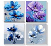 AIRDEA 4 piezas Sinfonía Floral Pintar por Numeros Adultos y niños con marco, DIY Pintura por Numeros Adultos principiante, Paint By Numbers Adult Pintura al óleo de Lienzo 20x20 cm