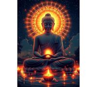 AIRDEA Buda de Loto Diamond Painting, Noche Estrellada Pintura Diamante Kit Manualidades Adultos, Diamond Painting Adultos Dibujos con Diamantes para la Decoración de la Pared del Hogar 30x40 cm