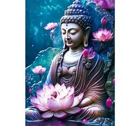 AIRDEA Loto Buda 5D DIY Diamond Painting Kit Completo para Adultos Principiantes, Puzzle Diamantes, Cuadro para Pintar con Numeros, Decoración del Hogar, Regalos, Lienzo 30x40cm