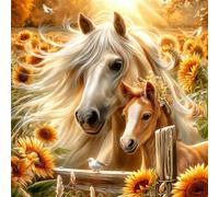 AIRDEA Potro Diamond Painting, Campo Rústico Pintura Diamante Kit Manualidades Adultos, Diamond Painting Adultos Dibujos con Diamantes para la Decoración de la Pared del Hogar 30x30 cm