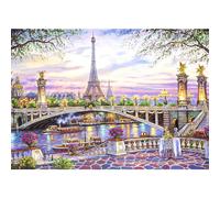 AIRDEA Puente del Flores París Torre Eiffel 5D DIY Diamond Painting Kit Completo, Bordado Rhinestone Diamantes Punto de Cruz Artes Cuadros Pintura para Adultos Decoración de Pared 40x30cm