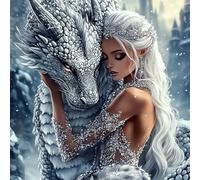 AIRDEA Reina Dragón Diamond Painting, Castillo de Invierno Pintura Diamante Kit Manualidades Adultos, Diamond Painting Adultos Dibujos con Diamantes para la Decoración de la Pared del Hogar 30x30 cm