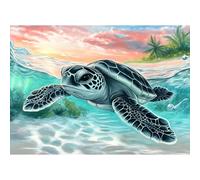 AIRDEA Tortuga marina Diamond Painting, Laguna isleña Pintura Diamante Kit Manualidades Adultos, Diamond Painting Adultos Dibujos con Diamantes para la Decoración de la Pared del Hogar 40x30 cm