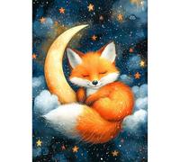 AIRDEA Zorro lindo Diamond Painting, Luna Pintura Diamante Kit Manualidades Adultos, Diamond Painting Adultos Dibujos con Diamantes para la Decoración de la Pared del Hogar 30x40 cm