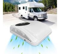 Aire acondicionado de techo de 12 V/24 V CC para caravana, camión, barco, caravana, unidad de aire acondicionado silencioso de baja potencia con compresor de desplazamiento, enfriamiento rápido