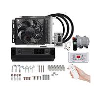 Aire acondicionado eléctrico automático Universal de 4 agujeros y 2, compresor 12V 24V for coche Van Street Rod Hot Classic A/C acondicionador Amplia Compatibilidad(12V 2 Holes Remote)