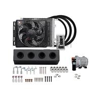 Aire acondicionado eléctrico automático Universal de 4 agujeros y 2, compresor 12V 24V for coche Van Street Rod Hot Classic A/C acondicionador Amplia Compatibilidad(12V 4Holes No Remote)