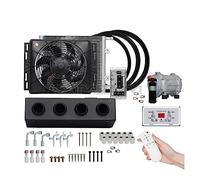 Aire acondicionado eléctrico automático Universal de 4 agujeros y 2, compresor 12V 24V for coche Van Street Rod Hot Classic A/C acondicionador Amplia Compatibilidad(12V 4 Holes Remote)