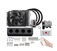 Aire acondicionado eléctrico automático Universal de 4 agujeros y 2, compresor 12V 24V for coche Van Street Rod Hot Classic A/C acondicionador Amplia Compatibilidad(24V 4 Holes Remote)