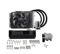 Aire acondicionado eléctrico automático Universal de 4 agujeros y 2, compresor 12V 24V for coche Van Street Rod Hot Classic A/C acondicionador Amplia Compatibilidad(24V 2Holes No Remote)