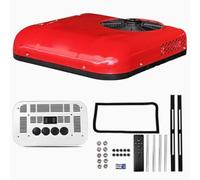 Aire Acondicionado for Camper Con Control Remoto Y Panel De Control Aire Acondicionado 12v/24v Salida De Aire Giratoria De 4 Orificios Compresor De Espiral(Red,24v)