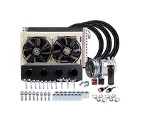 Aire acondicionado, Kit de compresor radiador evaporador aire acondicionado 12V 24V A/C for Muscle Car Truck Van Tractor Digger Motorhome AC Parts(24V Cool and Heat)
