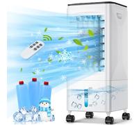 Aire Acondicionado Móvil 5.5L, Climatizador Portátil Personal Evaporativo Ventilador Humidificador Purificador con Ruedas y Tanque de Agua, 3 Velocidades, Temporizador para Hogar Oficina