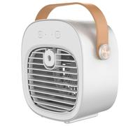 Aire acondicionado para automóvil, ventilador de enfriamiento personal de 3 velocidades con humidificador, aire acondicionado portátil recargable para oficina, hogar, automóvil, blanco, pequeño portá