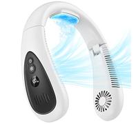 Aire acondicionado para el cuello, ventilador portátil para el cuello con placa de refrigeración, flujo de aire de refrigeración de 360°, ventilador USB recargable de 5000 mAh, manos libres, sin aspas