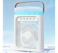 Aire acondicionado personal, enfriador evaporativo USB con humidificador, 3 velocidades, temporizador, luz nocturna de 7 colores, refrigeración de hasta 12 horas, diseño compacto, paquete de 2