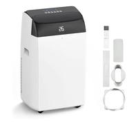 Aire acondicionado portátil 10000 BTU - silencioso 3 en 1, Enfriamiento, deshumidificador 30L/día y ventilador 2 velocidades - Gas R290, temporizador 24h, pantalla LED, cubre 28 m², Blanco y negro