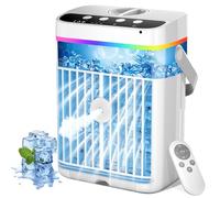 Aire Acondicionado Portatil, 1250ml Mini Aire Acondicionado, USB 4 en 1 Aire Acondicionadode 1/2/3 H, 3 Velocidades, 3 Niveles de Bruma, 7 Colores Enfriadores de Aire para el Hogar Habitación Oficina