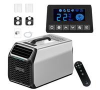 Aire acondicionado portátil 12V 24V 5000 BTU para camping y caravana, aire acondicionado portátil pequeño con compresor DC real, enfriamiento silencioso con deshumidificador y control remoto Silver