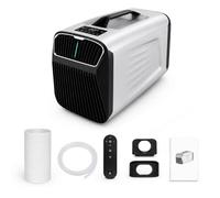 Aire Acondicionado Portatil 12V 24V para Caravana y Camping, 5200 BTU, 4 Modos Frío/Ventilador/Deshumidificación/Sueño, Temporizador 24h, Mando, para Casa, Coche, Camper y Viajes Cortos Silver-220V