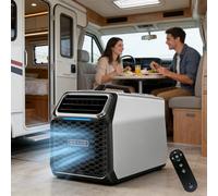 Aire acondicionado portátil 220 V 5000 BTU para camping y caravana, con compresor GMCC, aire acondicionado portátil pequeño 52 dB silencioso con temporizador y control remoto Silver
