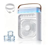 Aire Acondicionado Portatil 4 en 1, Mini Enfriador de Aire 500ml | USB Ventilador Portátil, Mini Climatizador con 3 Velocidades, 3 Nebulización, 7 Colores LED, 1-3H Temporizador