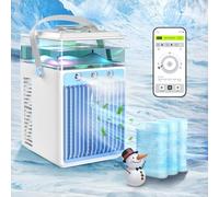 Aire Acondicionado Portátil, 800ML Mini Enfriador de Aire Portátil con Control de Aplicación,4 en 1 USB Recargable con 6 Cajas de Hielo, Mini Aire Acondicionado para el Hogar, Oficina
