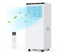 Aire Acondicionado Portátil 9000 BTU 2,6 KW, 4 En 1 Frío Deshumidificador Ventilador Modo Sueño, Bajo Consumo, Silencioso 51dB, Temporizador 24h, Mando a Distancia, Para Habitaciones Hasta 40m²