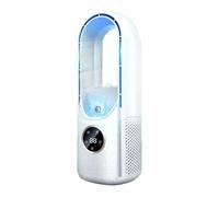 Aire acondicionado portátil, aire acondicionado frío, ventilador de refrigeración alimentado por USB, 6 niveles de humedad y velocidades para el hogar/dormitorio/oficina, blanco y azul