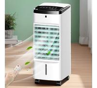 Aire Acondicionado Portatil, Climatizador Evaporativo con Control Remoto y 3 Velocidades, Tanque de 10l y 2 Paquetes de Hielo, Aire Acondicionado Sin Tubo para Habitación, Dormitorio, Oficina.
