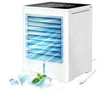 Aire Acondicionado Portatil, Climatizador Evaporativo, Ventilador con Agua | 470ml, 3 en 1, 3 Velocidades, Silencioso, Temporizador, Pantalla Táctil, Sin Tubo para Uso Personal, Dormitorio, Oficina