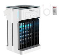 Aire Acondicionado Portatil con Mando,1100ML Motor Doble Enfriador de Aire,3 Velocidades,3 Modos,2-8H Timer,7 LEDs,9W Climatizador Portatil Evaporativo para Dormitorios,Oficina