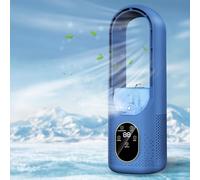 Aire Acondicionado Portatil con Pantalla - 6 Velocidades Climatizador Evaporativo Mini Enfriador - 3 EN 1 Mini Enfriador de Aire con Doble PulverizacióN y Luz de 7 Colores - Temporizadores de 1-6H