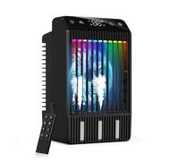 Aire Acondicionado Portatil con Pantalla, Climatizador Evaporativo 4 EN1 De 1000 Ml Tanque, con Mando, Mini Enfriador de Aire con Doble PulverizacióN y Luz de 7 Colores, Temporizadores de 2-12 H