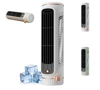 Aire acondicionado portátil con pulverizador de aire, ventilador de torre de carga USB de 3 velocidades, mini unidad de aire acondicionado inalámbrica sin ventanas para dormitorio, oficina, via white