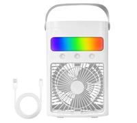 Aire acondicionado portátil de 3 velocidades, temporizador 2/4 h, enfriador | Aire acondicionado portátil con tanque de agua 700 ml, luz LED 7 colores y mango para verano dormitorio oficina camping