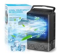 Aire acondicionado portátil - Enfriador de aire evaporativo - Mini aire acondicionado personal - Ventilador de hielo pequeño 4 en 1 para dormitorio, camping, oficina