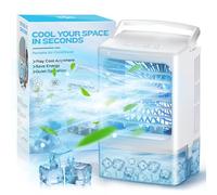 Aire acondicionado portátil - Enfriador de aire evaporativo - Mini aire acondicionado personal - Ventilador de hielo pequeño 4 en 1 para dormitorio, camping, oficina