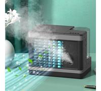 Aire acondicionado portátil, enfriador evaporativo con luz nocturna, enfriador de aire acondicionado, mini acondicionador con 3 velocidades, 300 ml, unidad de aire acondicionado portátil de bajo ruido