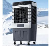 Aire acondicionado portátil evaporativo con ventilador, diseño que ahorra espacio, depósito de agua de 80 L, 4 bolsas de hielo, oscilación de 120°, funcionamiento silencioso de 38 dB, apto para