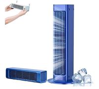 Aire acondicionado portátil inalámbrico con 3 velocidades, ventilador de torre de enfriamiento con carga USB, modo dual horizontal vertical, sin perforación para dormitorio, oficina, hogar blue